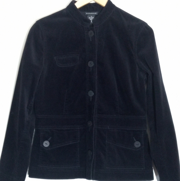 Rafaella Black Velvet Stretch Fitted Women's Utility Jacket - Picture 1 of 8